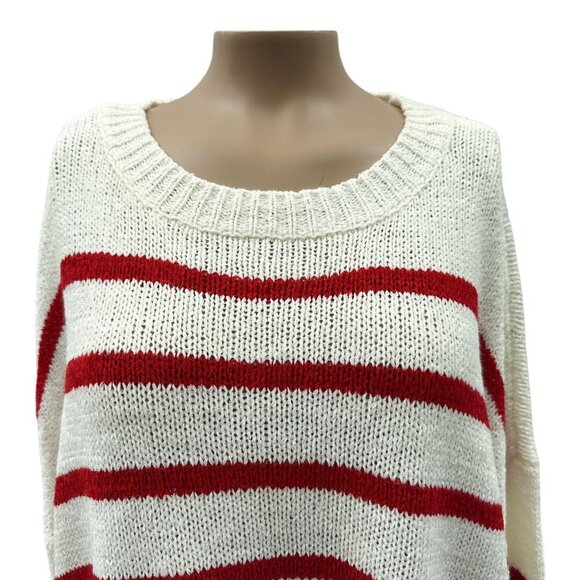 C & C California Striped Long Sleeve Relaxed Knit Sweater Hi-Low Hem Women XL - Picture 10 of 10